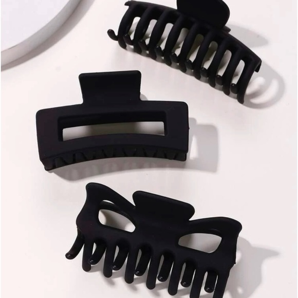 3pc Black Geometric Hair Claw Set - NWT